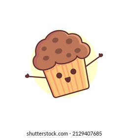 Isolated Cute Sponge Choco Chips Simple Vector Logo Design