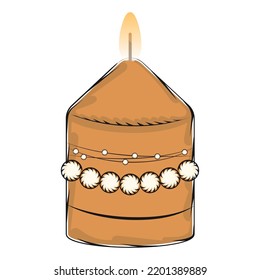 Isolated cute sticker of a colored candle icon Vector