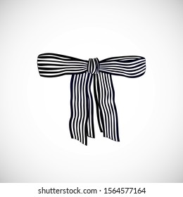 Isolated cute striped bow trendy element. Accessory for gift design. Vector Illustration