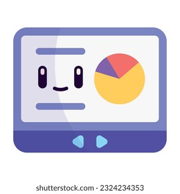 Isolated cute tablet with business graph Office icon Vector illustration