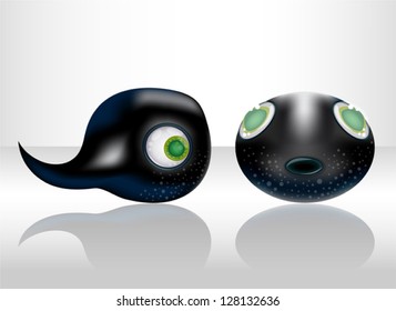 Isolated cute tadpole. Illustration 10 version