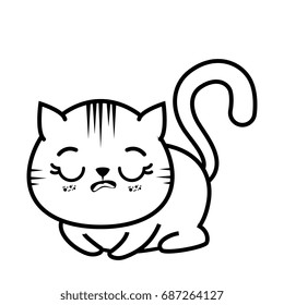 isolated cute tired cat