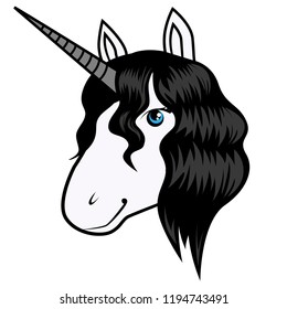Isolated cute vector unicorn illustration in cartoon style.