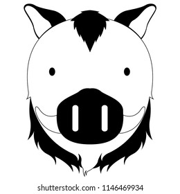 Isolated cute wild boar avatar