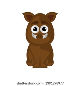 Isolated cute wild boar on white background - Vector