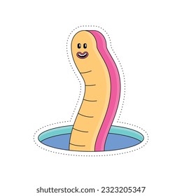 Isolated cute worm insect sticker icon Vector illustration