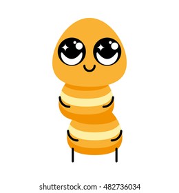 Isolated cute worm on a white background, Vector illustration