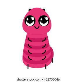 Isolated cute worm on a white background, Vector illustration