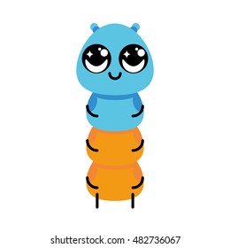 Isolated cute worm on a white background, Vector illustration