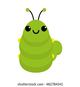 Isolated cute worm on a white background, Vector illustration