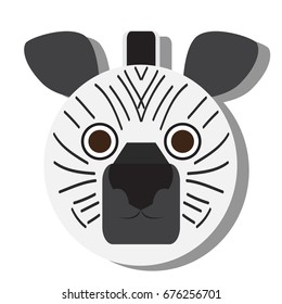 Isolated cute zebra face on a white background, Vector illustration