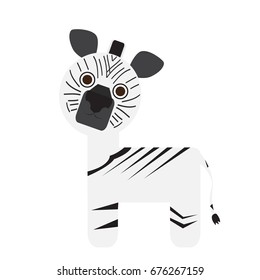 Isolated cute zebra on a white background, Vector illustration