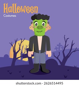Isolated cute zombie halloween costume character Vector illustration