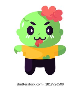 Isolated cute zombie kawaii. Halloween icon - Vector