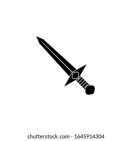 Un icono aislado de la cúpula en un fondo blanco. Silueta de diseño de armas de espada de Fantasy Warrior. Ilustración del vector de logotipo. Dagas y cuchillos dibujados a mano. Proyecto de archivo EPS 10