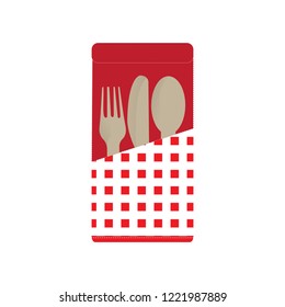 Isolated cutlery set on a napkin. Vector illustration design