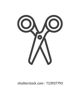 Isolated Cutter Outline Symbol On Clean Background. Vector Scissors Element In Trendy Style.