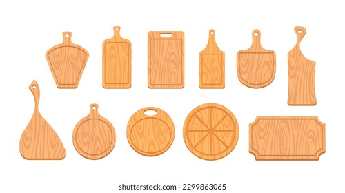 Placas De Madera Aisladas Fijadas De Iconos, Herramientas Hechas De Material De Madera Dura Con Distintos Tamaños Y Espesor