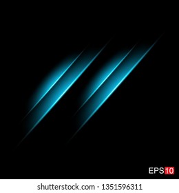 isolated cyan Rays with lens flare, Sun flare, flare on the black background. Transparent Vector Illustration