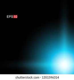 isolated cyan Rays with lens flare, Sun flare, flare on the black background. Transparent Vector Illustration