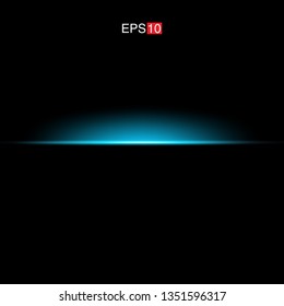 isolated cyan Rays with lens flare, Sun flare, flare on the black background. Transparent Vector Illustration