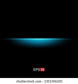 isolated cyan Rays with lens flare, Sun flare, flare on the black background. Transparent Vector Illustration