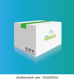 Isolated cyber monday box on a blue background, Vector illustration