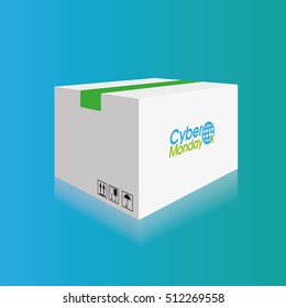 Isolated cyber monday box on a blue background, Vector illustration