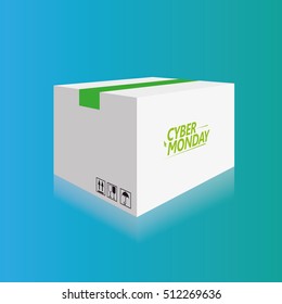 Isolated cyber monday box on a blue background, Vector illustration