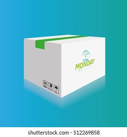 Isolated cyber monday box on a blue background, Vector illustration
