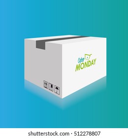 Isolated cyber monday box on a blue background, Vector illustration