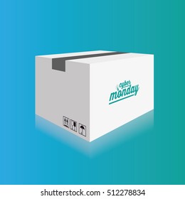 Isolated cyber monday box on a blue background, Vector illustration