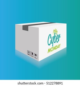 Isolated cyber monday box on a blue background, Vector illustration