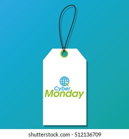 Isolated cyber monday label on a blue background, Vector illustration