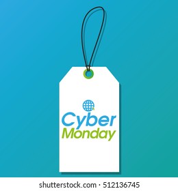 Isolated cyber monday label on a blue background, Vector illustration