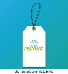 Isolated cyber monday label on a blue background, Vector illustration