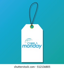 Isolated cyber monday label on a blue background, Vector illustration