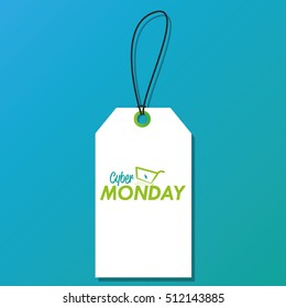Isolated cyber monday label on a blue background, Vector illustration