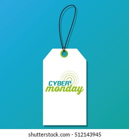 Isolated cyber monday label on a blue background, Vector illustration