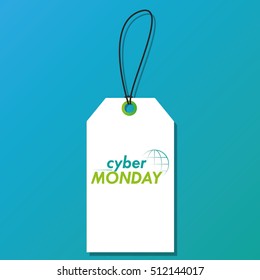 Isolated cyber monday label on a blue background, Vector illustration