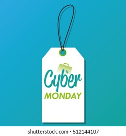 Isolated cyber monday label on a blue background, Vector illustration