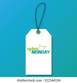 Isolated cyber monday label on a blue background, Vector illustration