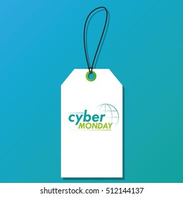 Isolated cyber monday label on a blue background, Vector illustration