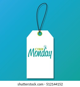 Isolated cyber monday label on a blue background, Vector illustration
