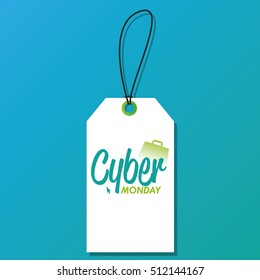 Isolated cyber monday label on a blue background, Vector illustration