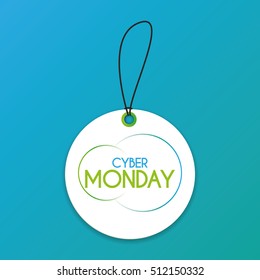 Isolated cyber monday label on a blue background, Vector illustration
