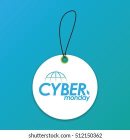 Isolated cyber monday label on a blue background, Vector illustration