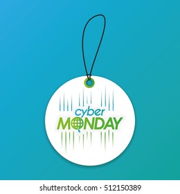 Isolated cyber monday label on a blue background, Vector illustration