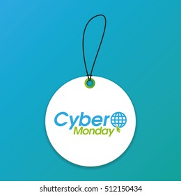 Isolated cyber monday label on a blue background, Vector illustration
