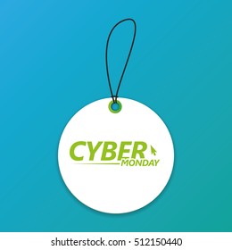 Isolated cyber monday label on a blue background, Vector illustration